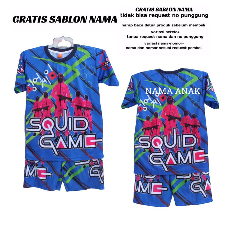 baju anak squid game full printing/setelan anak sqid game size 4-20