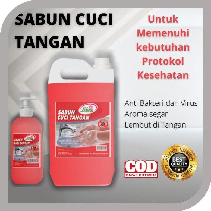 Sabun Cuci Tangan Hand Wash Lily Homecare Refill 5 Liter Anti Bakteri Gratis 1 Hand soap 500 ml Pump