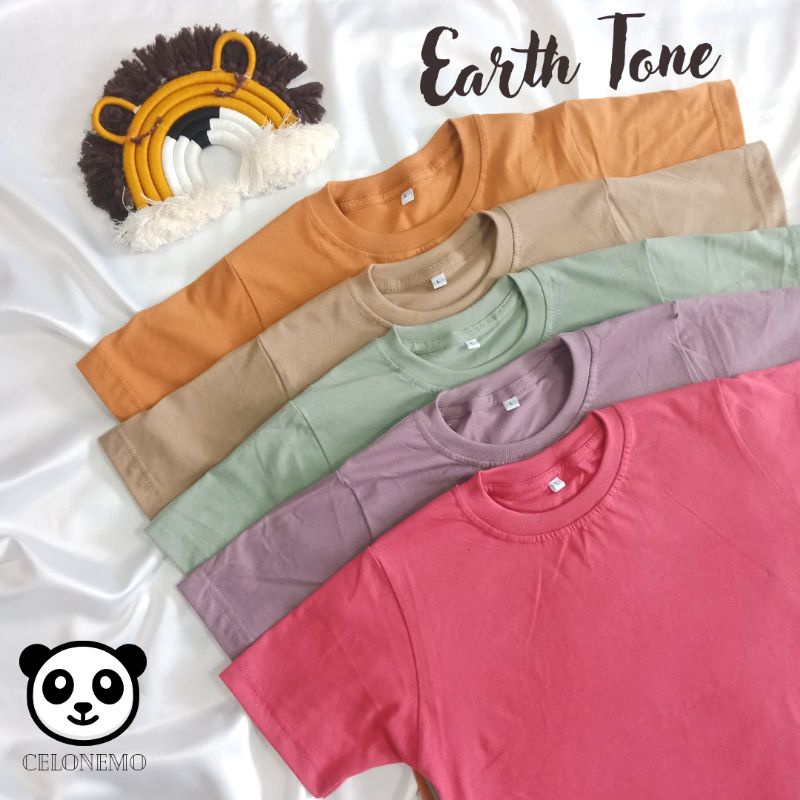 Kaos Anak Polos Earth Tone Cotton Combed 30s Asli