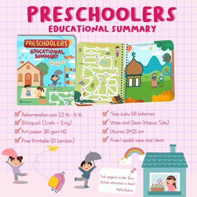 PRESCHOOLERS Summary And Educational BOOK - preschooler workbook - worksheet