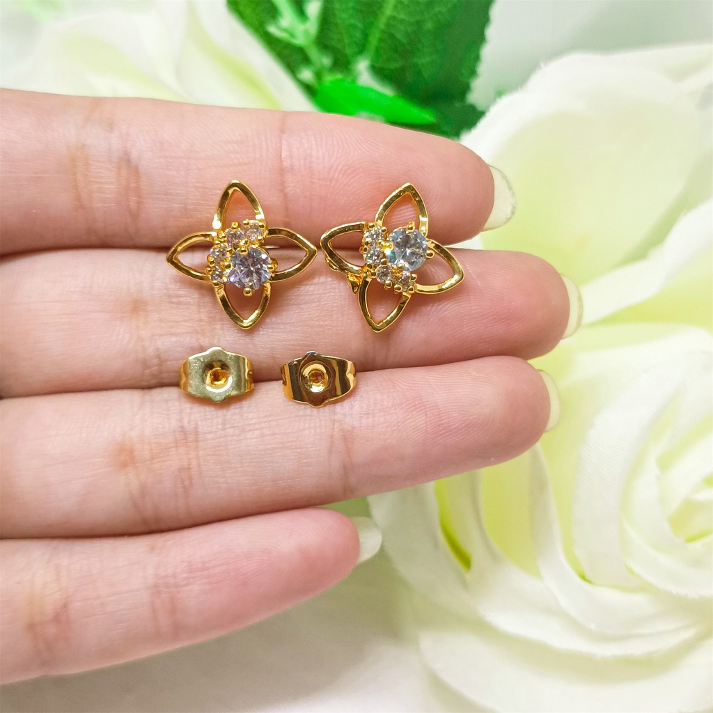 Earring Anting Fashion Wanita perhiasan lapis Emas 24k