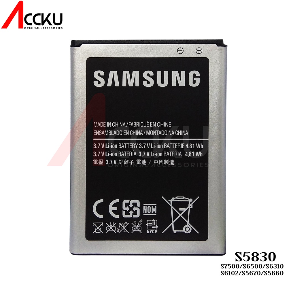 BATTERY BATERAI SAMSUNG GALAXY ACE S5830 S7500 S6500 S6310 EB494358VU ORIGINAL