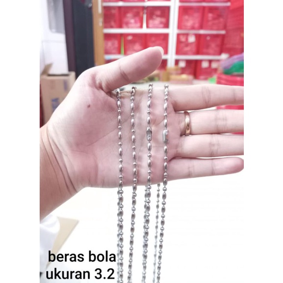 KALUNG MONEL MODEL BERAS BOLA BAGUS MURAH BERKUALITAS KALUNG BAJA PUTIH