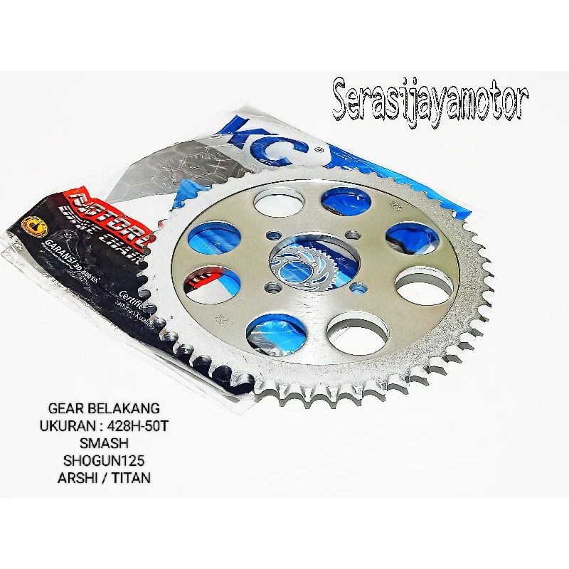 GEAR BELAKANG SMASH/SHOGUN125/ARASHI/TITAN / GEAR GIR BELAKANG SMASH / SHOGUN 125 / ARASHI / TITAN (428H-50T)