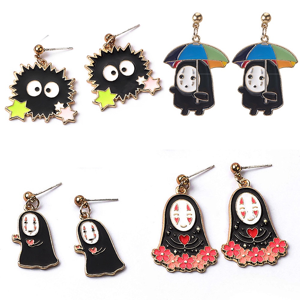 Needway  Women Drip Stud Earrings Creative Spirited Away Ghost Earrings Anime Earrings Fashion Personality for Fans Party Alloy Cartoon