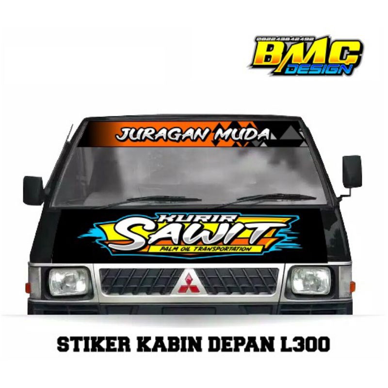 stiker kabin depan L300, stiker kabin depan+ Lis kaca L300 kurir sawit