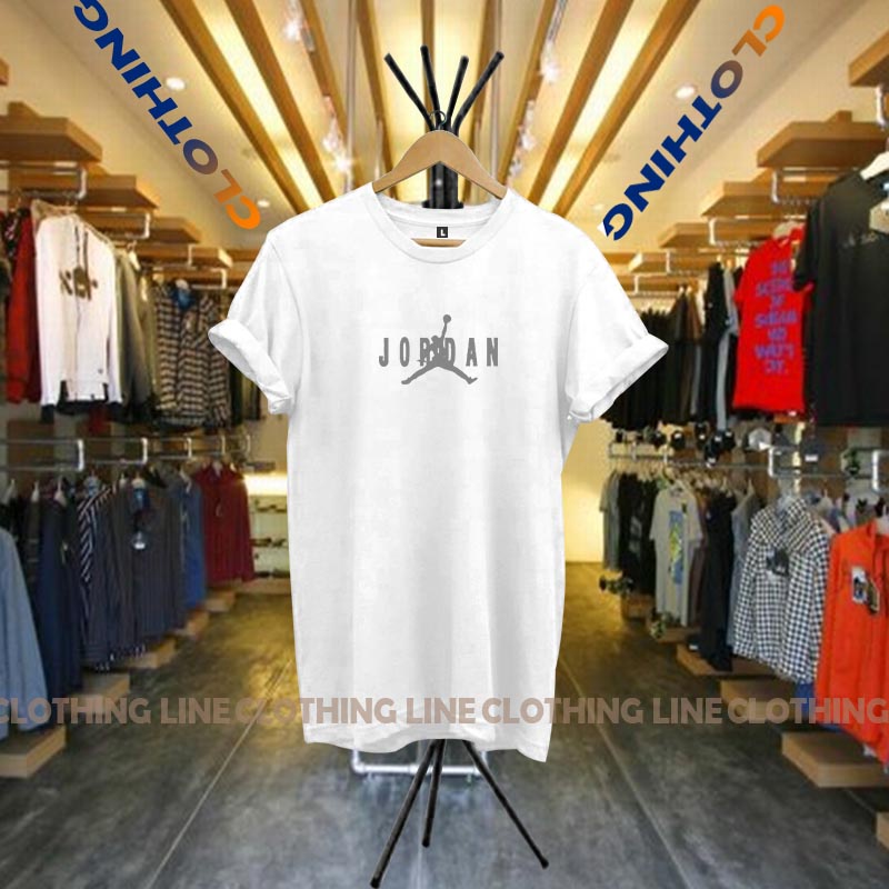 Kaos Distro Lengan pendek / Tshirt Distro Logo Jordan Text Silver / Kaos Pria Dan Wanita Premium