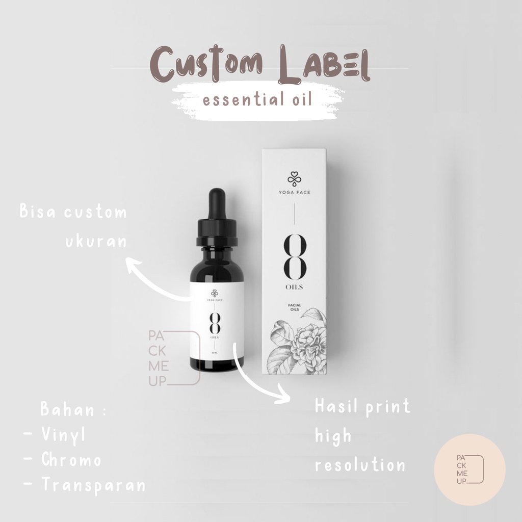 

[TERMURAH] Packmeup.id - CUSTOM Label Essential Oil | Chromo Vinyl Transparan | 10 ml | 60ml | 100ml | BISA PAKAI DESAIN SENDIRI | Botol Serum | Botol Sabun | Botol Spray