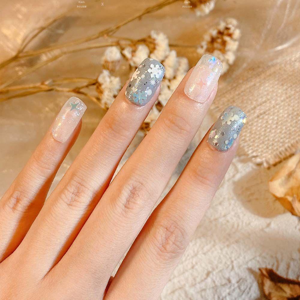 Mxbeauty 3D Stiker Kuku Fashion Pesona Nail Art Ornamen Snowflake Hias Confetti Pentagram Kuku Payet