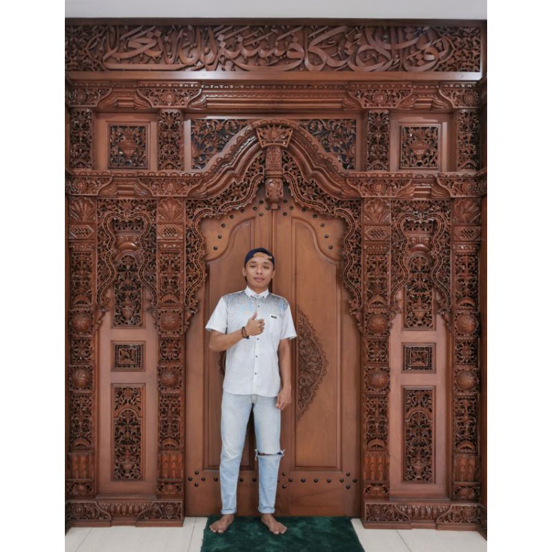 PINTU UKIRAN GEBYOK JEPARA MEWAH | UKIRAN 3D | BAHAN DARI KAYU JATI SOLID PILIHAN