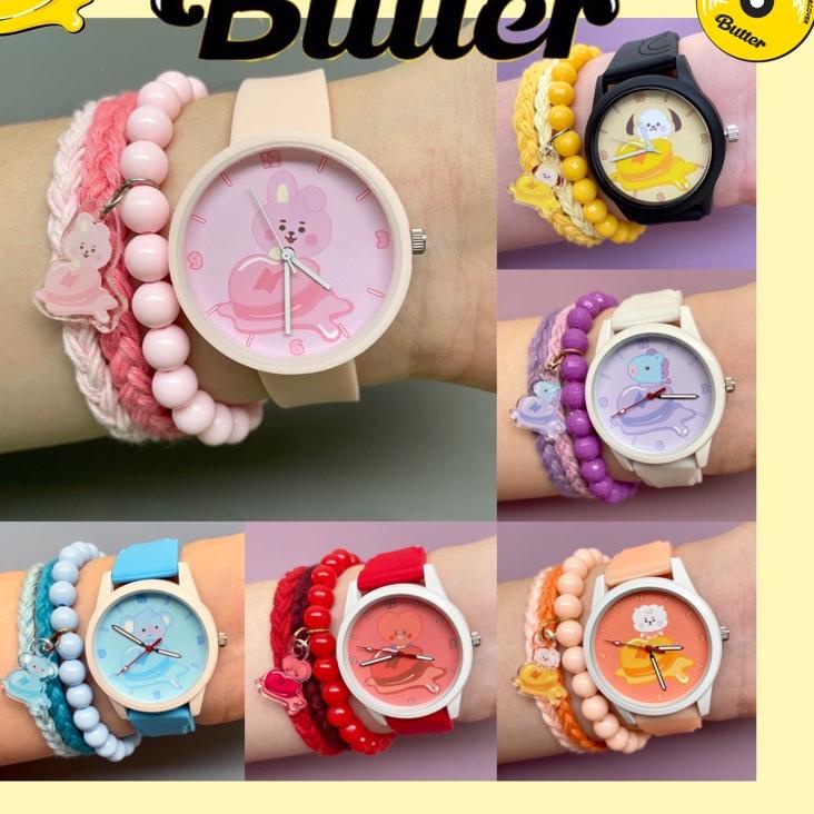 Harga TERMURAAH.. Jam Tangan BTS BT21 BUTTER EDITION/ Gelang BTS / Gelang BT21 / Gelang BT21 Butter
