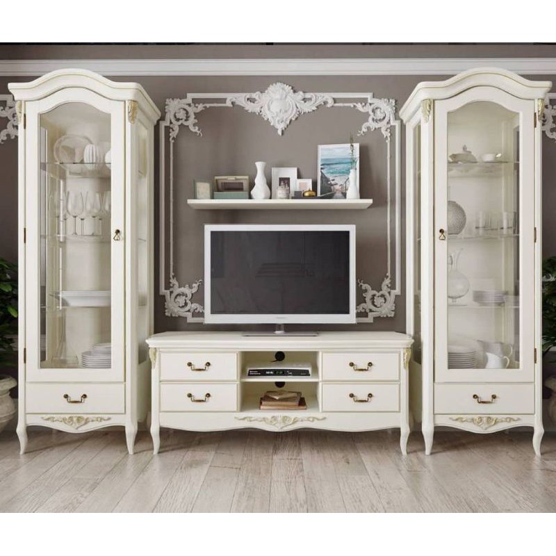 mebel bufet Tv lemari pajangan putih