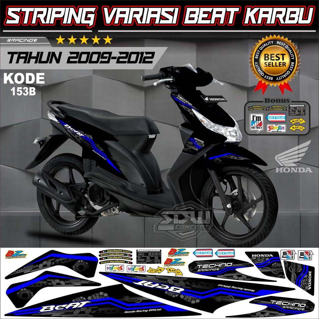 Striping Beat Karbu Stiker Lis Motor Beat Karbu Variasi kode 153