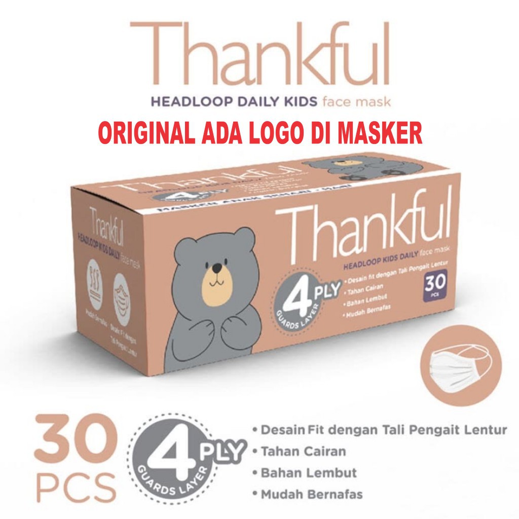 Masker hijab anak 4 ply Thankful / Face mask Headloop Kids 4ply - 30S