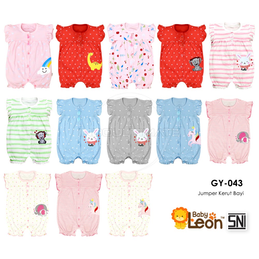 Jumsuit Bayi 0-6 bulan BABY LEON Bayi Perempuan Jumper Kerut Jumpsuit Anak Balita Cewek GY-043 Baju Bayi Perempuan Baju Renda