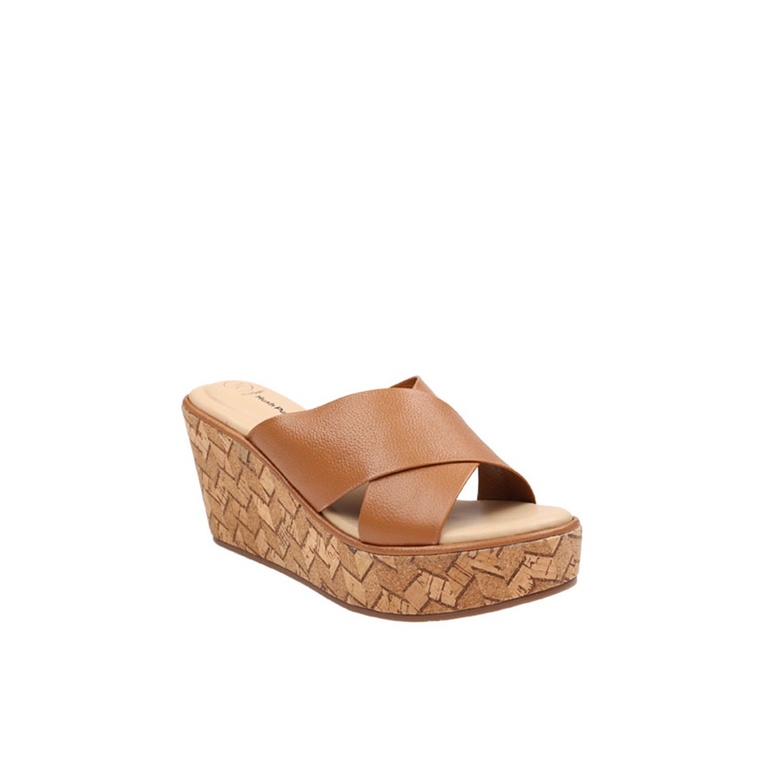 SANDAL WEDGES KULIT HUSH PUPPIES WANITA ORIGINAL TERBARU COKLAT HW14