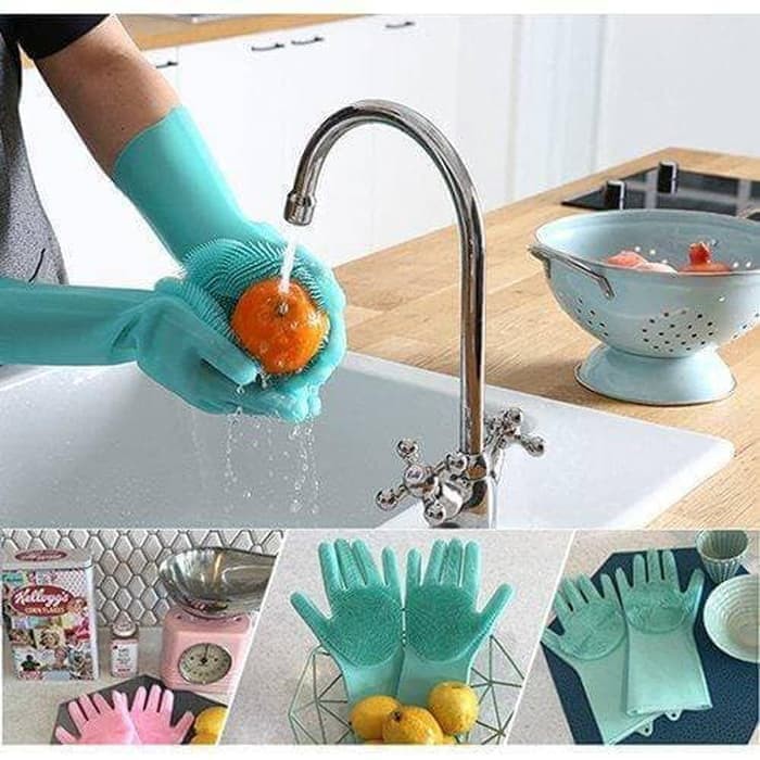 Sarung Tangan Sikat Bulu Silikon Magic Silicone Gloves Sarung Tangan Masak Sarung Tangan Oven Dapur