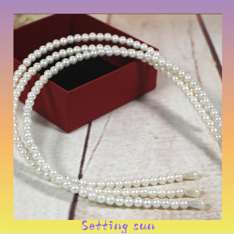 Pearl Headband Headband Aksesoris Rambut Anak Manik-manik Tangan Putri TN