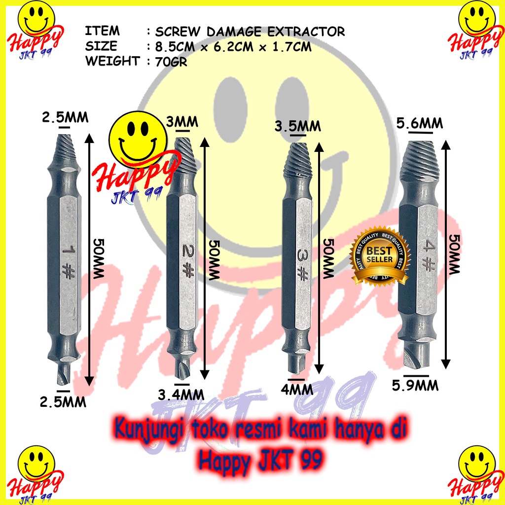 ALAT PEMBUKA BAUT RUSAK DOL SCREW DAMAGE SCREW EXTRACTOR MATA BOR