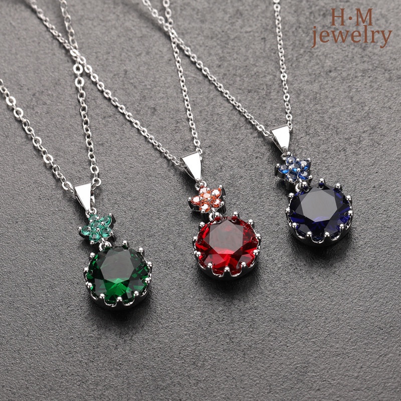 Kalung Gantung Bentuk Bintang Aksen Batu Permata Warna-Warni Untuk Aksesoris Pertunangan