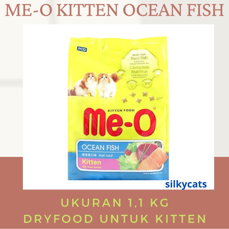 meo kitten ocean fish 1,1 kg FRESH PACK, makanan untuk anak kucing me-o kitten 1,1 kilogram dryfood.