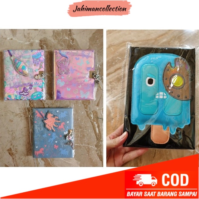 

✨ BISA COD ✨ Smiggle Notebook Lock Unicorn Butterfly Icecream / Diary Journal