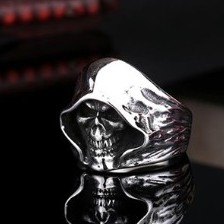 SEUSUK  Vintage Biker Gothic Casted Death Grim Reaper Skull Fashion Punk Ring