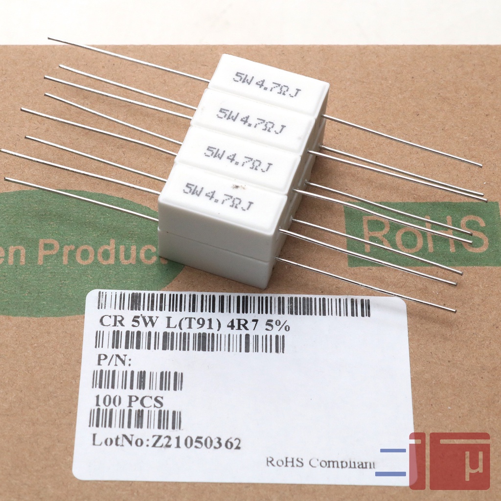 Resistor Kapur 4R7 4.7 Ohm 5W Taiwan Kaki Tembaga