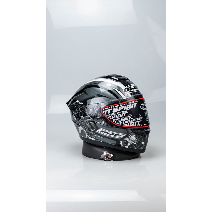 HELM MOTOR NJS ZX-1 RUSH BLACK SILVER HELM FULLFACE ORI SNI GLOSSY H/SIL HITAM