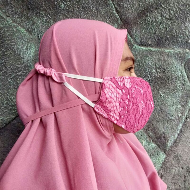 masker tali kerut/masker hijab brokat 3 fly/masker hijab