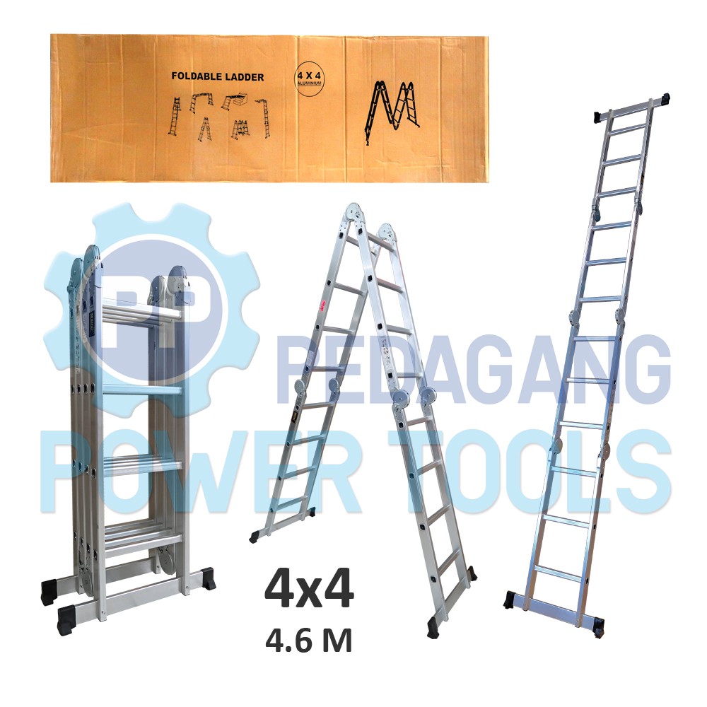 TANGGA LIPAT A 4.6 METER MULTIFUNGSI ALUMINIUM DOUBLE LADDER 4 X 4