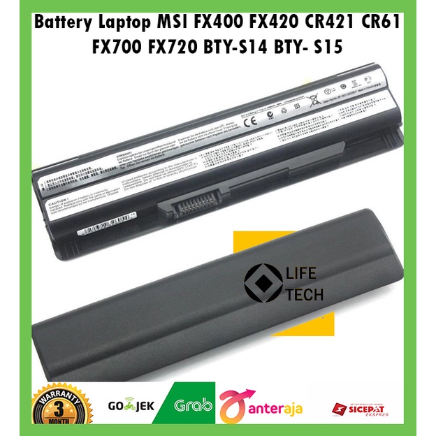 Baterai Batrai Battery Laptop MSI FX400 FX420 CR421 CR61 FX700 FX720 BTY-S14 BTY- S15 ORIGINAL