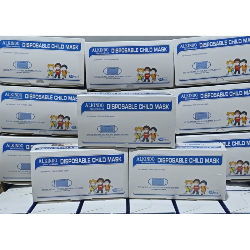 Masker 3ply Anak Alkindo Motif 3 ply Masker Anak Motif Alkindo isi 50pcs