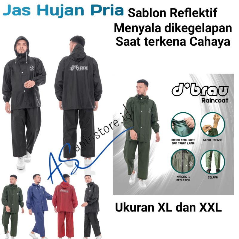 Jas Hujan Setelan Baju dan Celana Pria  Original D'Brau/Jas Hujan  Pria Wanita Dewasa  XL XXL dan 3X