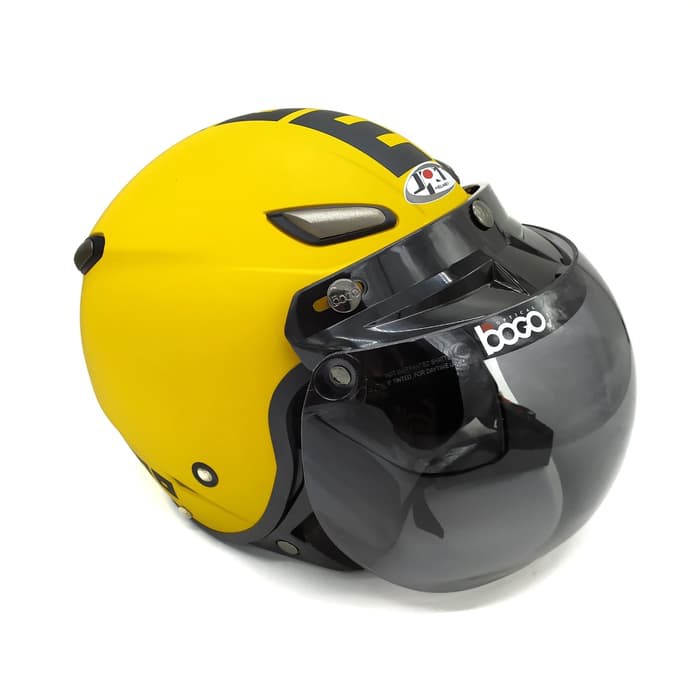 Helm JPN MOMO Kuning + Kaca Bogo ORIGINAL (Helm Klasik/Helm Retro)