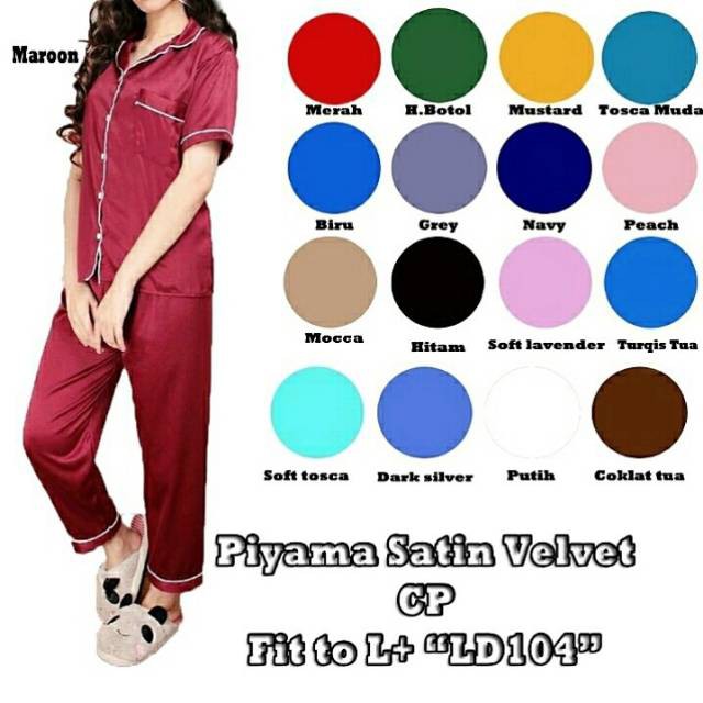 ISANNY Piyama CP SATEN / Piyama SATEN CP / Baju Tidur Piyama CP/ Piyama SATEN murah CP