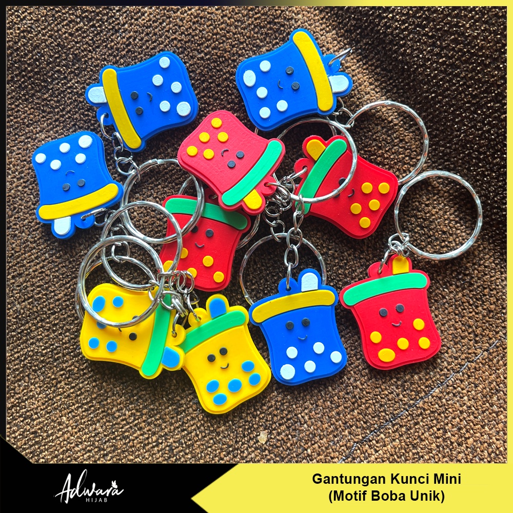 Gantungan Kunci Mini Unik / Ganci Motif Boba Lucu