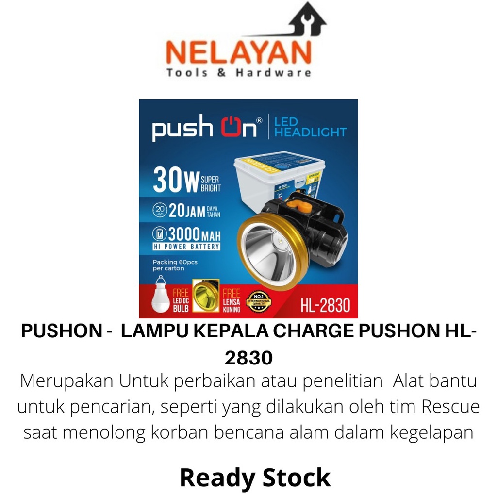 PUSHON - Lampu Kepala Charger Pushon HL-2830