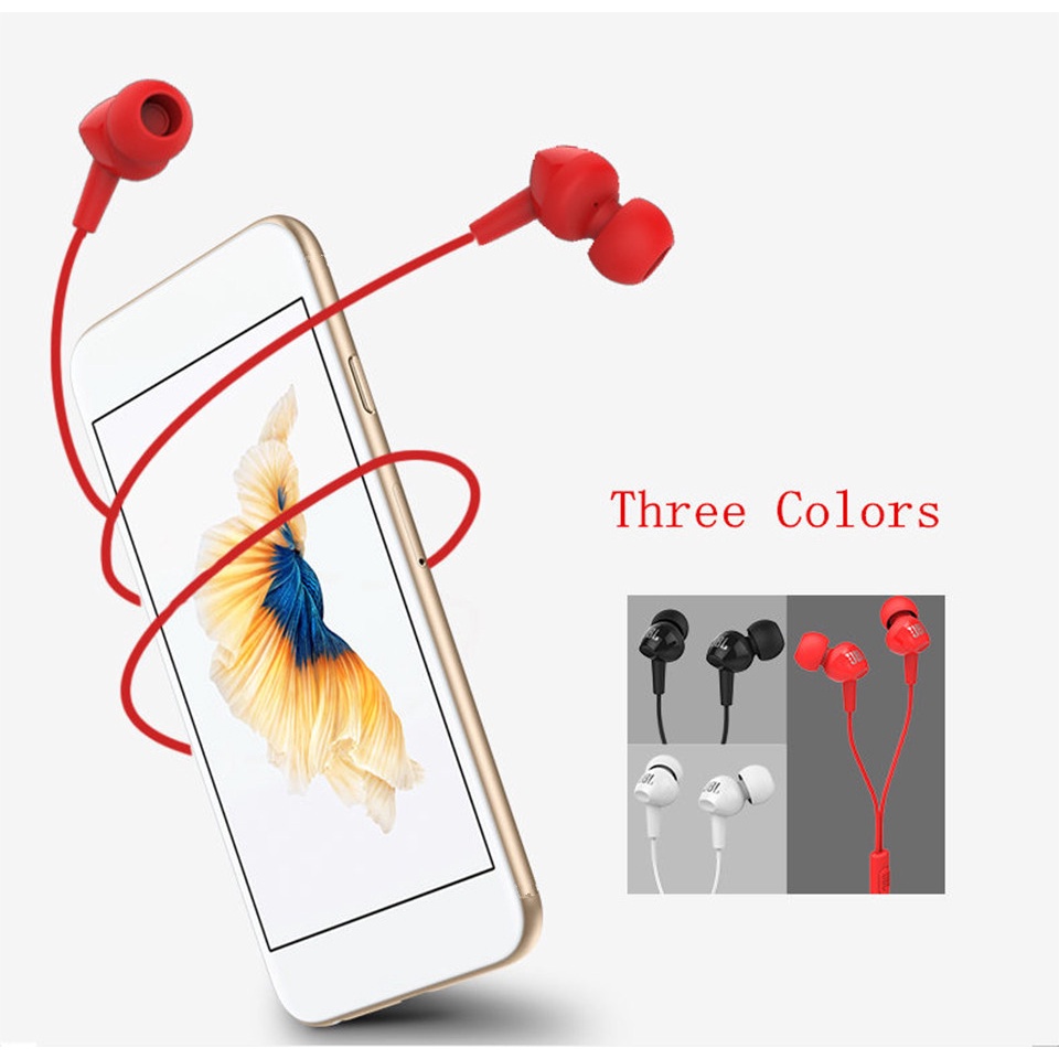 C100si Headset Earphone Kabel Stereo 3.5mm Dengan Mic Untuk Olahraga