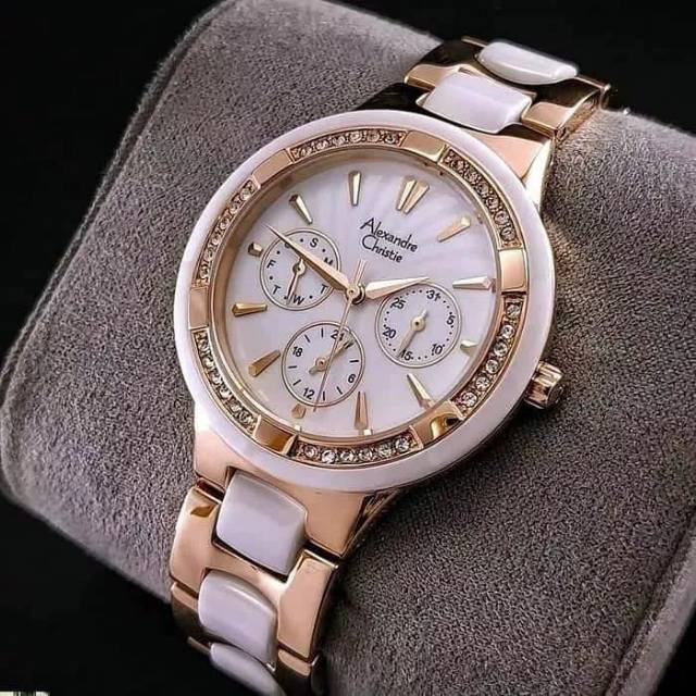 Jam Tangan Wanita Alexandre Christie AC 2299 Keramik Original