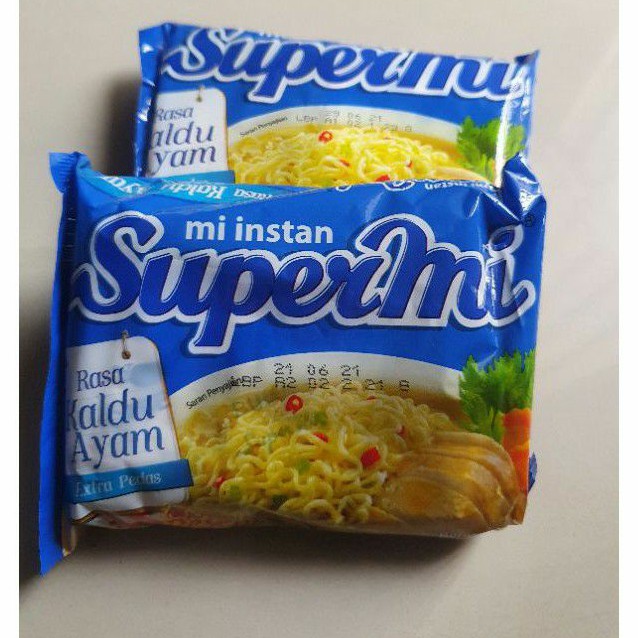 

SuperMi mie khas MEDAN instan supermie KALDU AYAM extra pedas Medan.