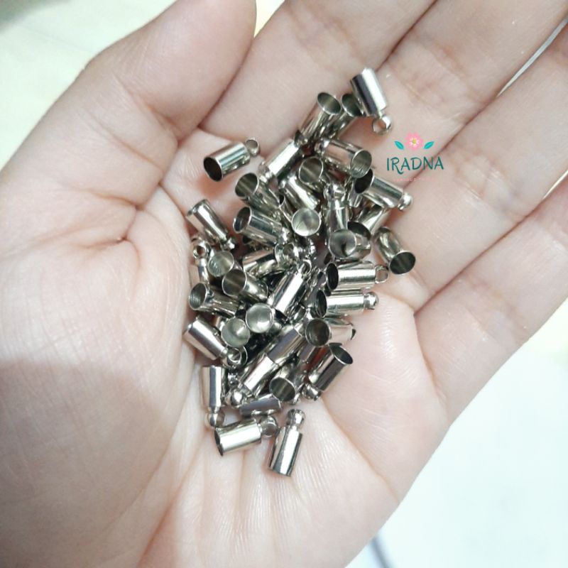 (10pcs) Klep Penjepit Ujung Tali Stopper Bentuk Tabung Ukuran 4mm
