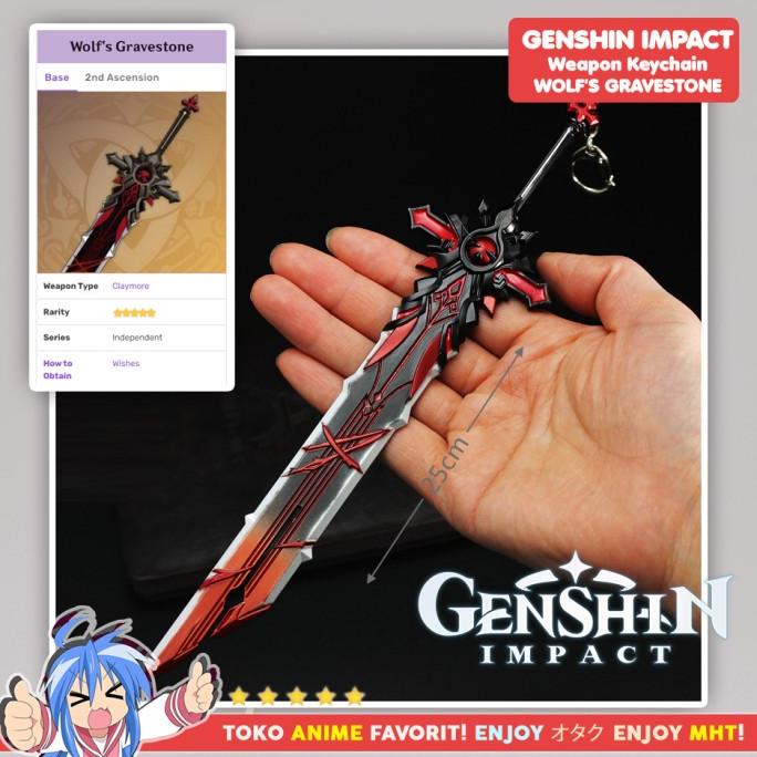 Gantungan Kunci Senjata Genshin Impact Wolf Gravestone Pedang Diluc