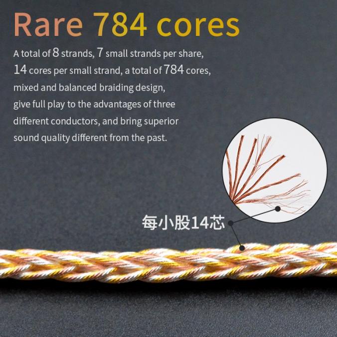 Kz Gold Silver And Copper Mixed Plated 784 Core Upgrade Cable