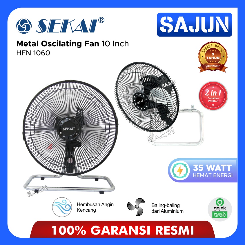 SEKAI Metal Fan 10 Inch HFN1060 Kipas 2in1 Lantai Dinding HFN 1060