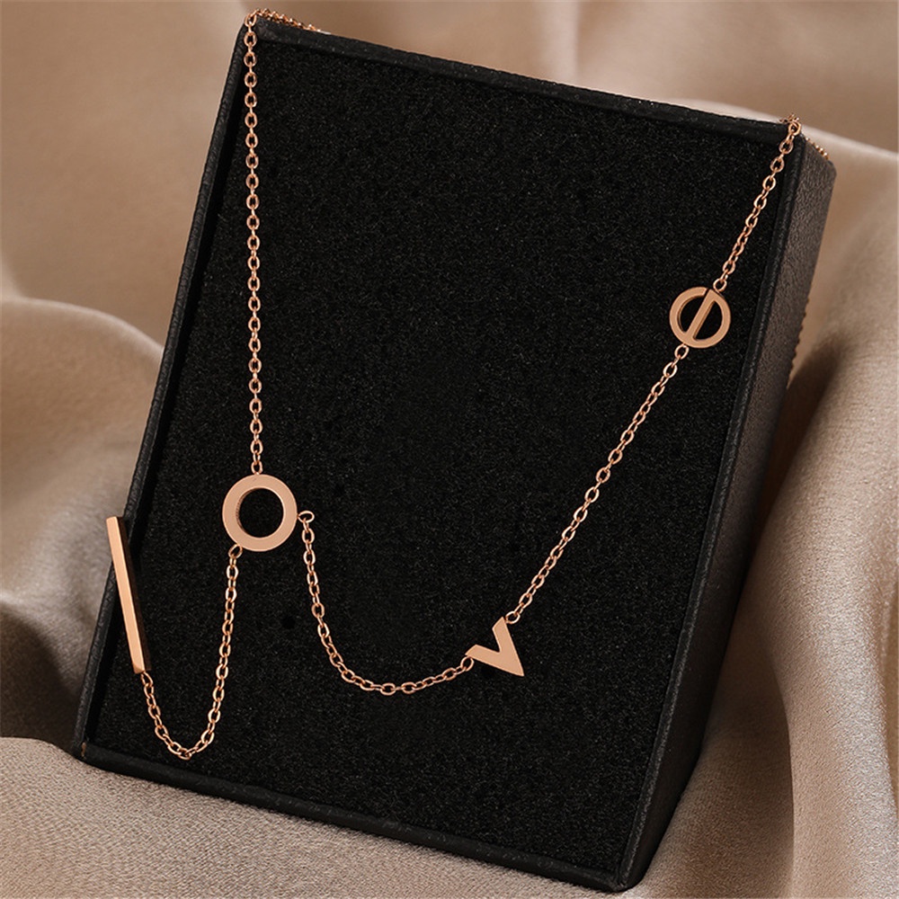 【COD Tangding】LOVE Letters Necklace Female SimpleTemperament Versatile Clavicle Chain Fashion Accessories Jewelry