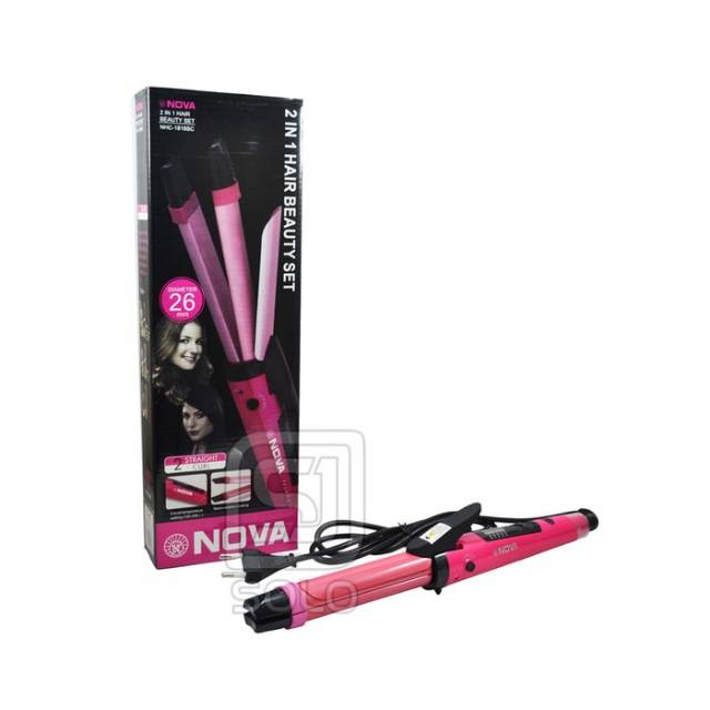 Catok Nova 2in1 Pengatur Suhu Catokan Rambut Curly NHC-1818 SC