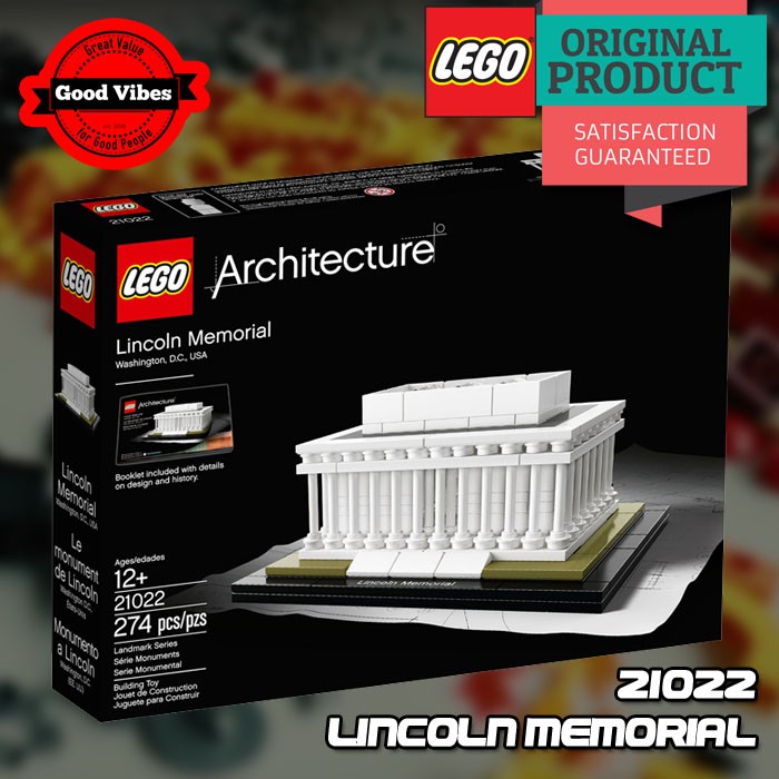 Original LEGO ARCHITECTURE 21022 Lincoln Memorial - Mainan Anak Bangunan Rumah Gedung Mini Kecil