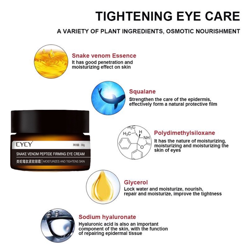 Krim Mata Eye cream Krim Mata Peptida Menyamarkan garis halus dan lingkaran hitam 30g Anti penuaan Menghilangkan lingkaran hitam dan kerutan menghilangkan kantung mata Mengencangkan kulit di sekitar mata