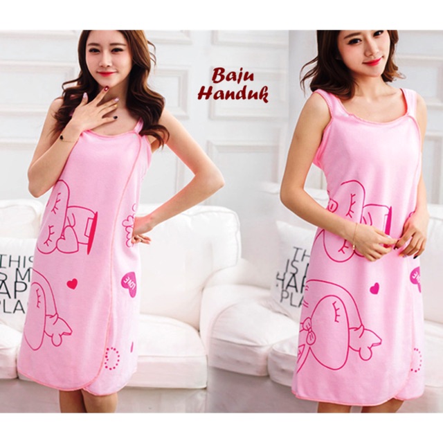 Baju handuk dress motif ( handuk yang bisa dipakai seperti dress)